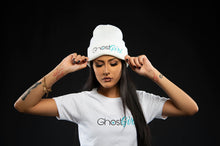 Load image into Gallery viewer, Cuffed Knit Beanie Blue “Ghost Girl” Logo
